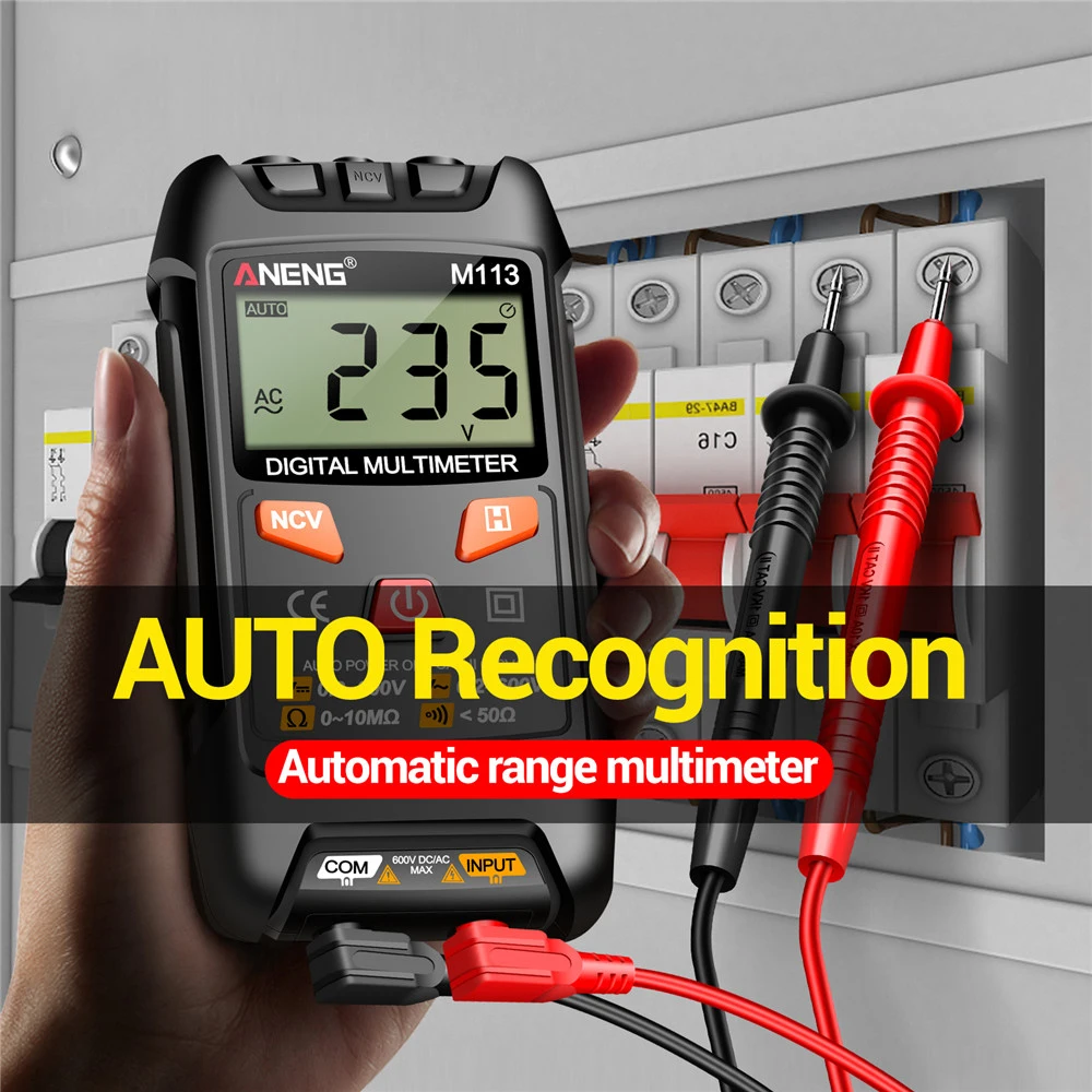 ANENG M113 Automatic Professional Digital Multimeter 1999 Counts Auto AC/DC Votage Tester Ohm Current Ammeter Detector Tool
ANENG M113 Automatic Professional Digital Multimeter 1999 Counts Auto AC/DC Votage Tester Ohm Current Ammeter Detector Tool