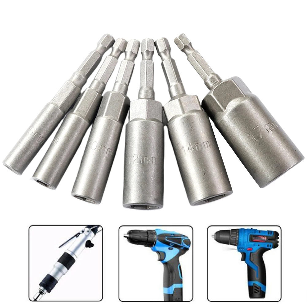 6 Pcs Magnetic Impact Socket Adapter Nut Screwdriver 1/4 Hex Shank 6-17mm 80mm Lenght For Power Drill Electric Driver Parts
6 Pcs Magnetic Impact Socket Adapter Nut Screwdriver 1/4 Hex Shank 6-17mm 80mm Lenght For Power Drill Electric Driver Parts