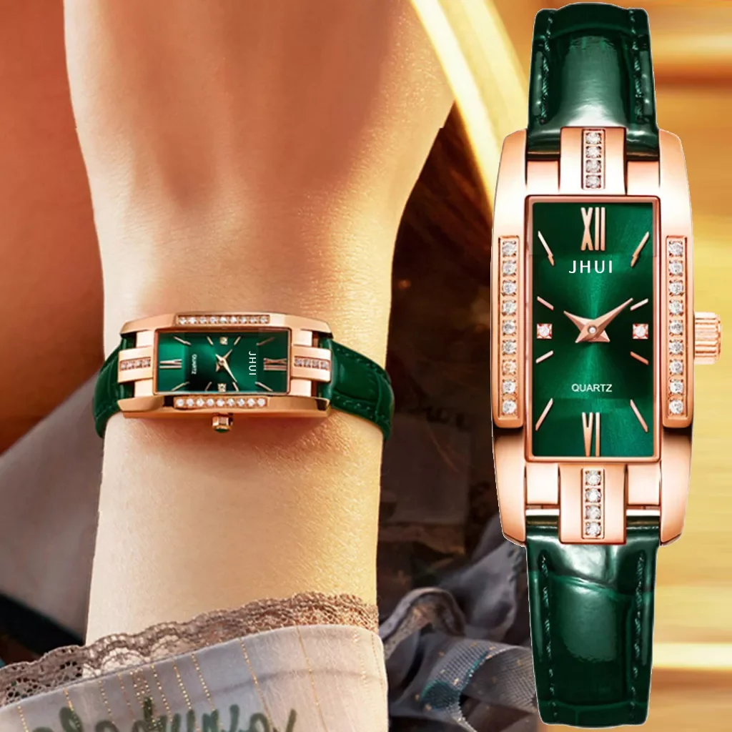 Luxury Watches Women Square Rose Gold Wrist Watches Green Leather Fashion Watches Female Ladies Quartz Clock Gifts montre femme
Luxury Watches Women Square Rose Gold Wrist Watches Green Leather Fashion Watches Female Ladies Quartz Clock Gifts montre femme