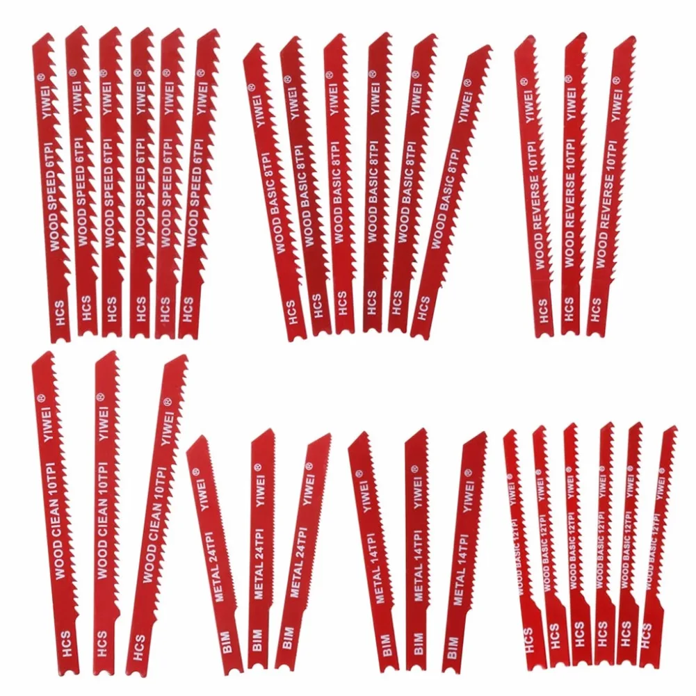 30pcs U-Shank Jig Saw Blade Reciprocating Saw Blad Set Metal Steel 6TPI 8TPI 10TPI 12TPI 14TPI 24TPI Plastic Wood PVC Cutting
30pcs U-Shank Jig Saw Blade Reciprocating Saw Blad Set Metal Steel 6TPI 8TPI 10TPI 12TPI 14TPI 24TPI Plastic Wood PVC Cutting