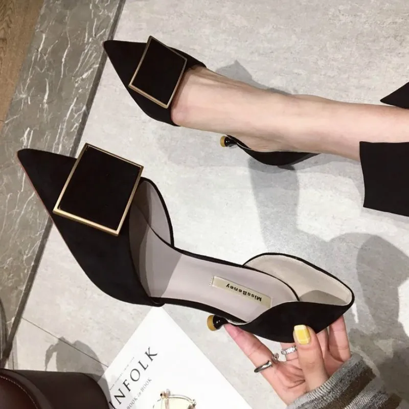 Fashion Summer New Sandals Women Flock Dress Slip-On Solid Shallow Cover Heel Thin Heels Sounding Breathable 6.5cm High Heels
Fashion Summer New Sandals Women Flock Dress Slip-On Solid Shallow Cover Heel Thin Heels Sounding Breathable 6.5cm High Heels