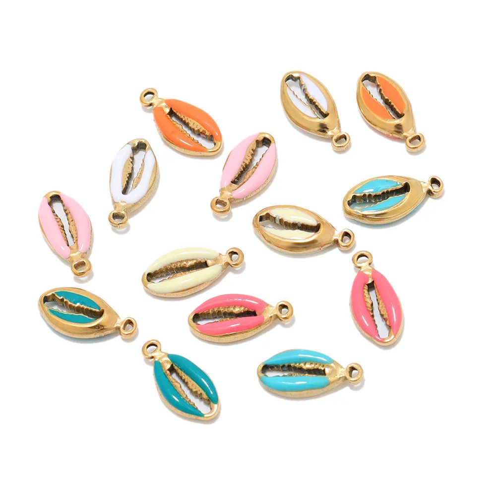 5Pcs Stainless Steel Gold Color Boho Enamel Conch Sea Shell Charms Pendant For DIY Necklace Earrings Anklet Jewelry Making Craft
5Pcs Stainless Steel Gold Color Boho Enamel Conch Sea Shell Charms Pendant For DIY Necklace Earrings Anklet Jewelry Making Craft