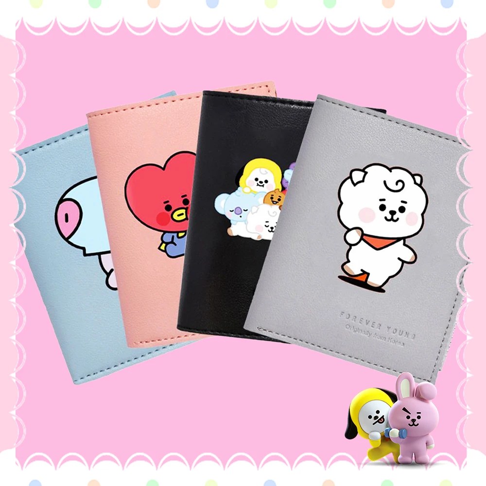 

Bt21 Wallets Kawaii Card Bag Zipper Kawaii Purse Anime RJ TATA CHIMMY KOYA COOKY 4Colors Cute Kpop Stars Bts Fans Gifts Girls