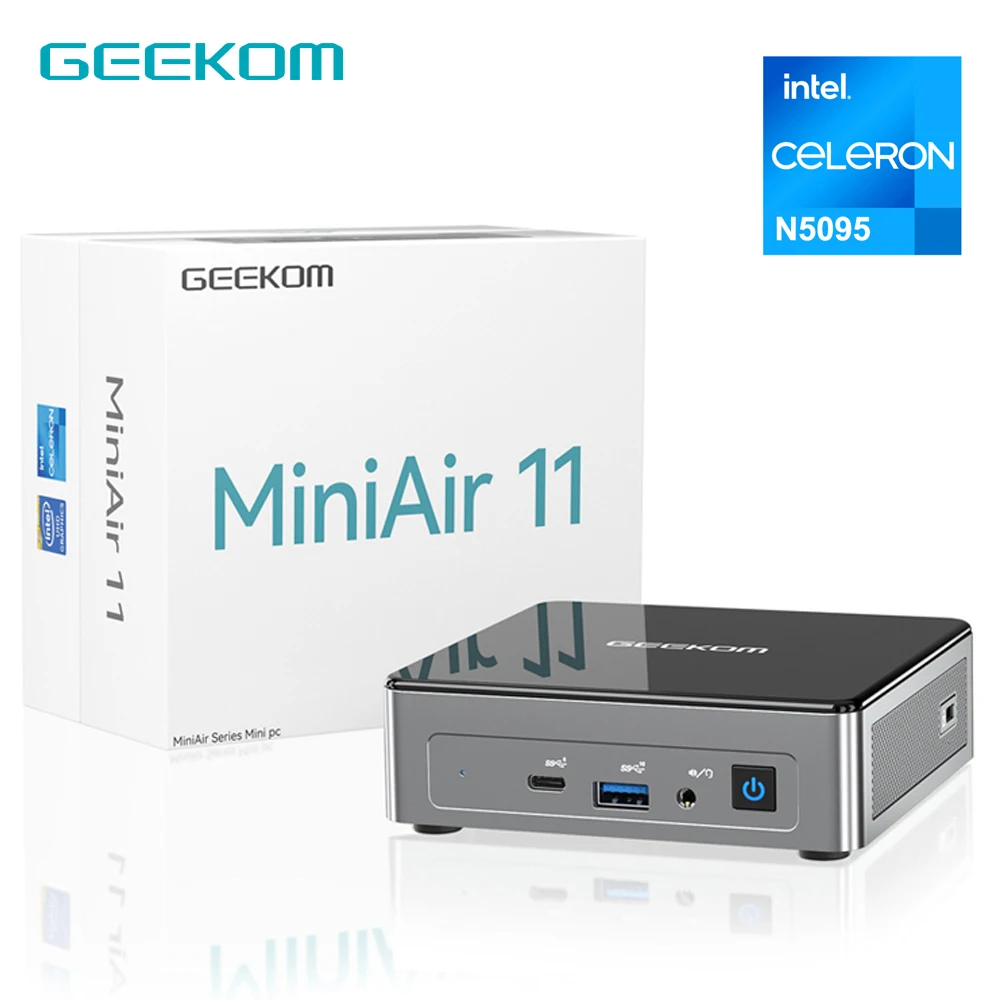 

Geekom Mini Air11 Mini Pc 11th Gen Celeron N5095 (4 Cores, 4 Threads, 4M Cache, up to 2.90 GHz) Intel UHD Graphics Win11Pro
