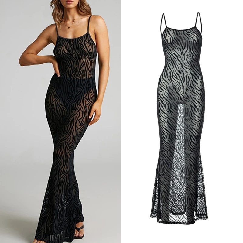 Long Dresses Maxi Bodycon Clothing Women Sexy Fashion Zebra Print Dress Club Sheer Mesh Straps Black 24BD
Long Dresses Maxi Bodycon Clothing Women Sexy Fashion Zebra Print Dress Club Sheer Mesh Straps Black 24BD