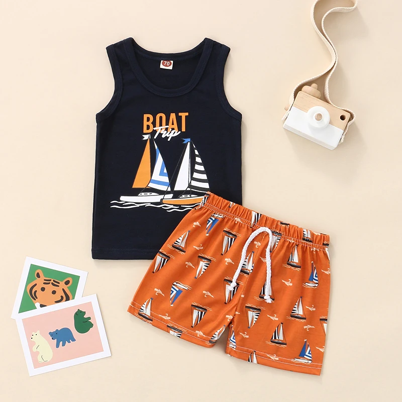Baby Boys Summer Outfit Sailboat Print Sleeveless Tank Tops with Stretch Drawstring Casual Shorts Set Boys Clothing Beachwear
Baby Boys Summer Outfit Sailboat Print Sleeveless Tank Tops with Stretch Drawstring Casual Shorts Set Boys Clothing Beachwear