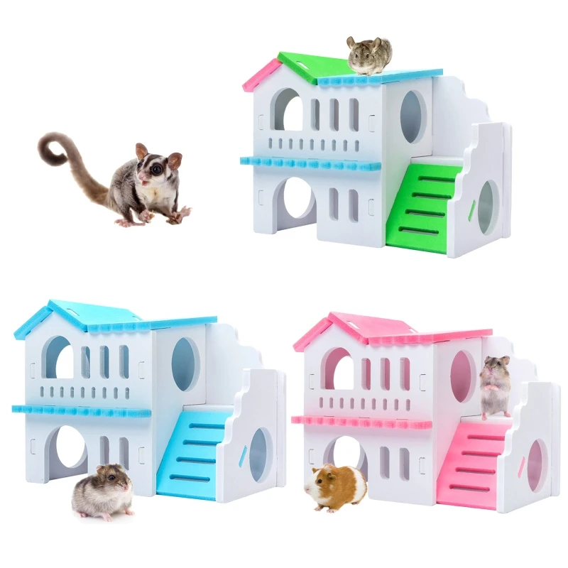 Wooden Hamster Deluxe Double Deck Villa Natural Living Hideout Hut Toy Small Animal Chew Toy for Hamster Cage
Wooden Hamster Deluxe Double Deck Villa Natural Living Hideout Hut Toy Small Animal Chew Toy for Hamster Cage