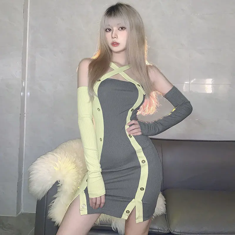 ZELI Sexy Bodycon Knitted Dress Women Contrast Color Halter Bandage Dresses 2022 Spring Autumn Mini Vestido Y2k Pencil Robe
ZELI Sexy Bodycon Knitted Dress Women Contrast Color Halter Bandage Dresses 2022 Spring Autumn Mini Vestido Y2k Pencil Robe