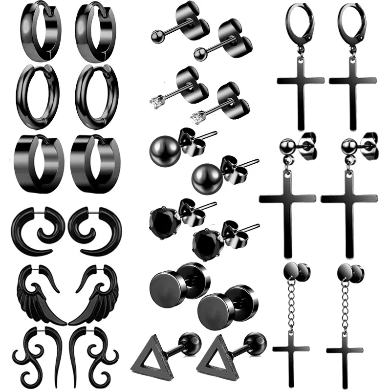 

Серьги-гвоздики из нержавеющей стали для мужчин и женщин, ювелирные украшения в стиле K-POP с DNA, кресты черного цвета, готика, панк-рок, 1-15 пар
