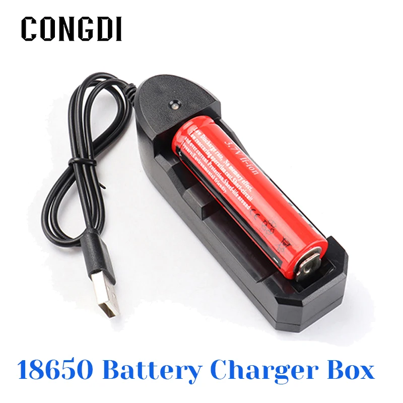 

18650 Battery Charger Box One Slot Li-ion Battery AC Universal Charger Adapter USB Connector For 18650 18500 16340 14500 26650