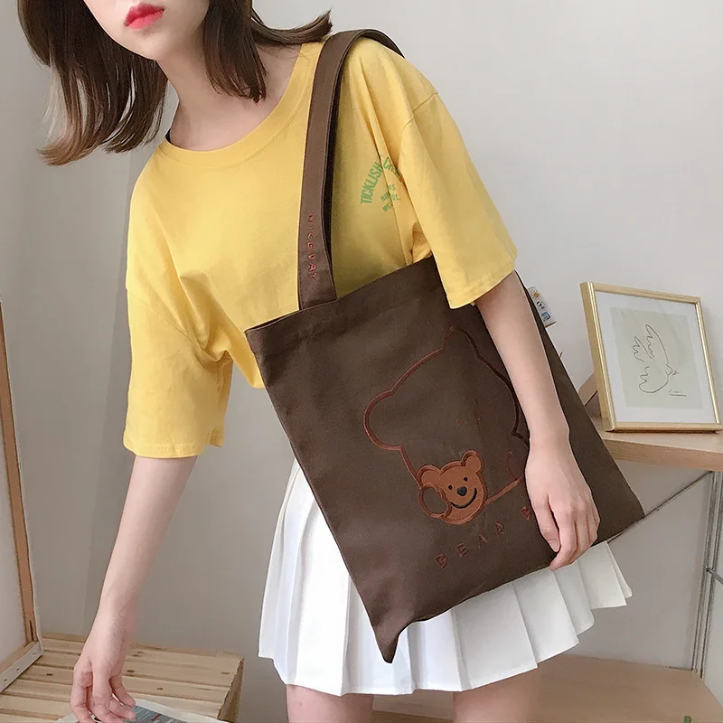 Bear Embroidery Women Canvas Shoulder Bags Cotton Cloth Fabric Handbag Inside Zipper Purses Books Bag Cute Tote For Girls
Bear Embroidery Women Canvas Shoulder Bags Cotton Cloth Fabric Handbag Inside Zipper Purses Books Bag Cute Tote For Girls