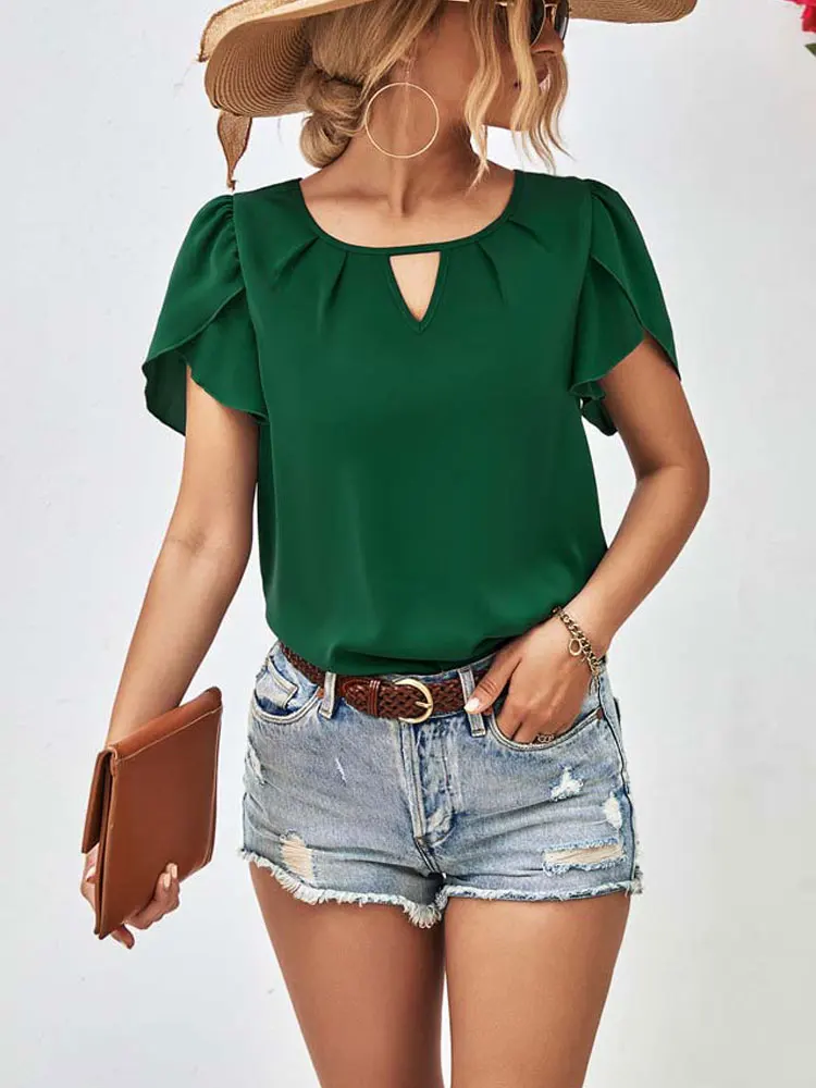 2023 Summer Green Blouse Women Short Sleeve Blouse Ladies O-neck Loose Shirt Blouse For Women
2023 Summer Green Blouse Women Short Sleeve Blouse Ladies O-neck Loose Shirt Blouse For Women