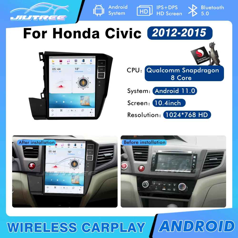 Qualcomm Snapdragon 8 Core For Honda Civic 2012-2015 Car Radio Android 11 GPS Navigation DVD Multimedia Player Head Unit
Qualcomm Snapdragon 8 Core For Honda Civic 2012-2015 Car Radio Android 11 GPS Navigation DVD Multimedia Player Head Unit