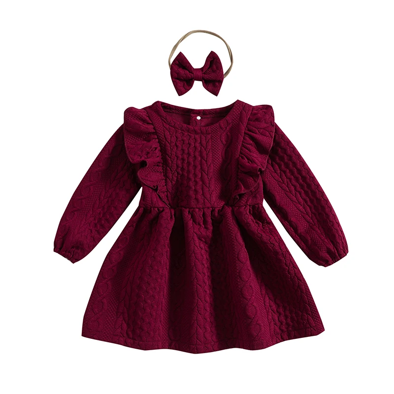 Kids Girls Dress Set Long Sleeve Crew Neck Patchwork Solid Fall A-line Dress with Bowknot Headband
Kids Girls Dress Set Long Sleeve Crew Neck Patchwork Solid Fall A-line Dress with Bowknot Headband