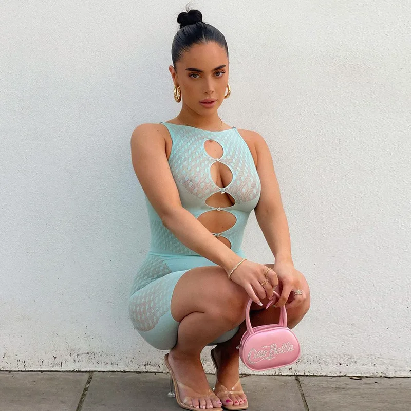 Women Sexy Hollow Out Overalls Solid Color Round Collar Sleeveless Playsuit Female Summer Perspective Romper Jumpsuit
Women Sexy Hollow Out Overalls Solid Color Round Collar Sleeveless Playsuit Female Summer Perspective Romper Jumpsuit
