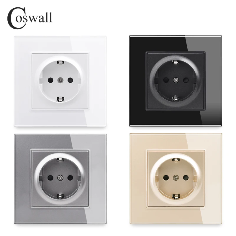 COSWALL HG Series White / Black / Grey / Gold Glass Panel EU Russia Spain Standard Wall Socket Schuko Grounded With Claws
COSWALL HG Series White / Black / Grey / Gold Glass Panel EU Russia Spain Standard Wall Socket Schuko Grounded With Claws