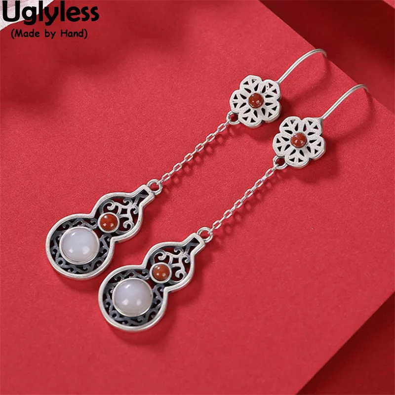 Uglyless Retro Thai Silver Ethnic Long Dangle Earrings Women Hollow 925 Silver Flowers Dress Jewelry Natural Jade Agate Brincos
Uglyless Retro Thai Silver Ethnic Long Dangle Earrings Women Hollow 925 Silver Flowers Dress Jewelry Natural Jade Agate Brincos