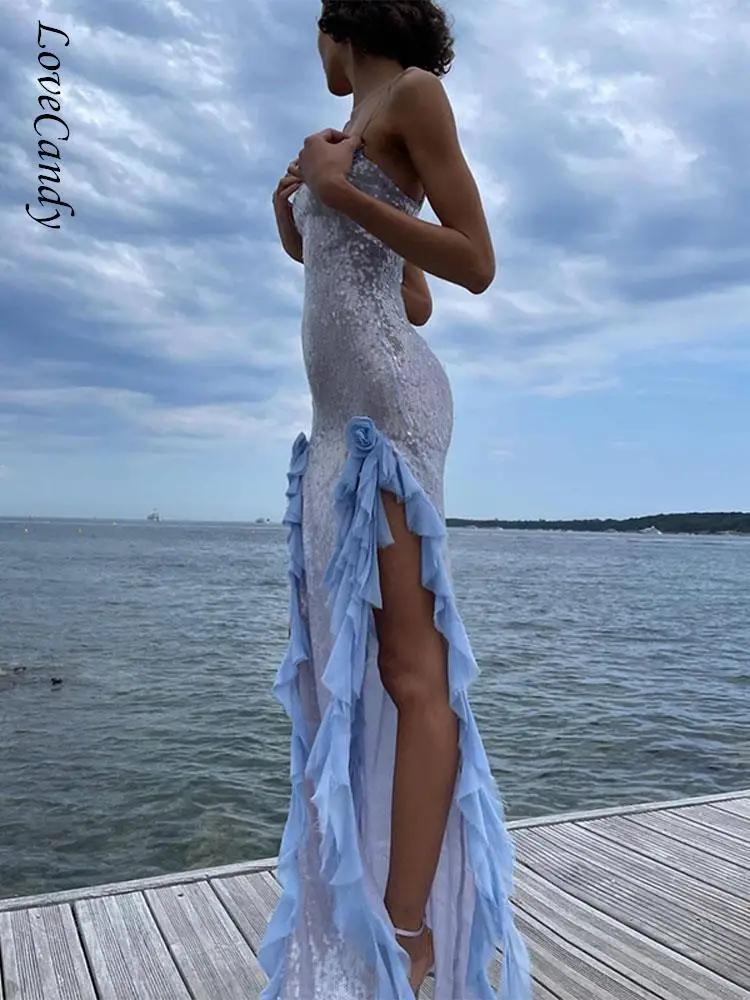 Fashion Flower Patchwork With Ruffle Long Dress Women Sexy Edge Split Bodycon Spaghetti Silp Dresses Elegant Female Evening Robe
Fashion Flower Patchwork With Ruffle Long Dress Women Sexy Edge Split Bodycon Spaghetti Silp Dresses Elegant Female Evening Robe