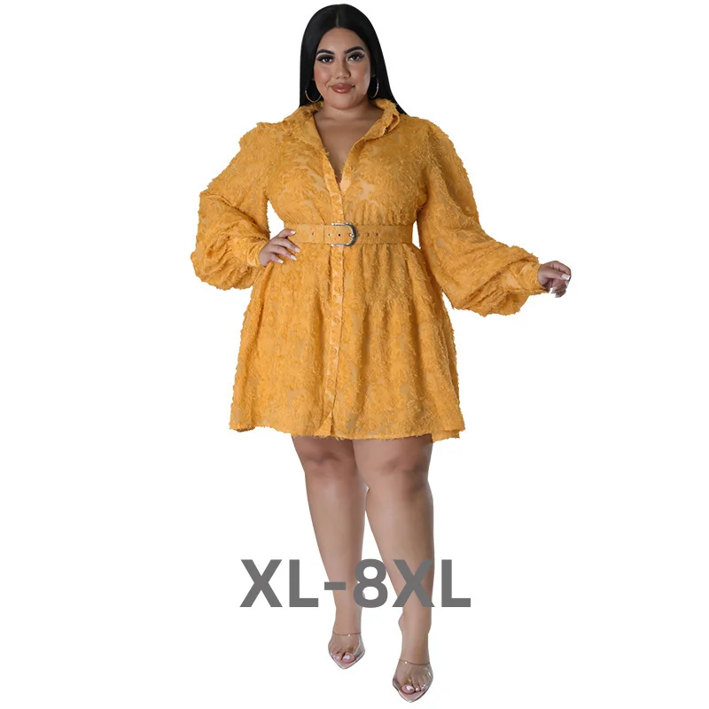Plus Size Lace Women Long Sleeves Shirt Dress Belt Fashion Turn Down Neck Buttons Elegant Casual Part 3xl 4xl 5xl 6xl
Plus Size Lace Women Long Sleeves Shirt Dress Belt Fashion Turn Down Neck Buttons Elegant Casual Part 3xl 4xl 5xl 6xl