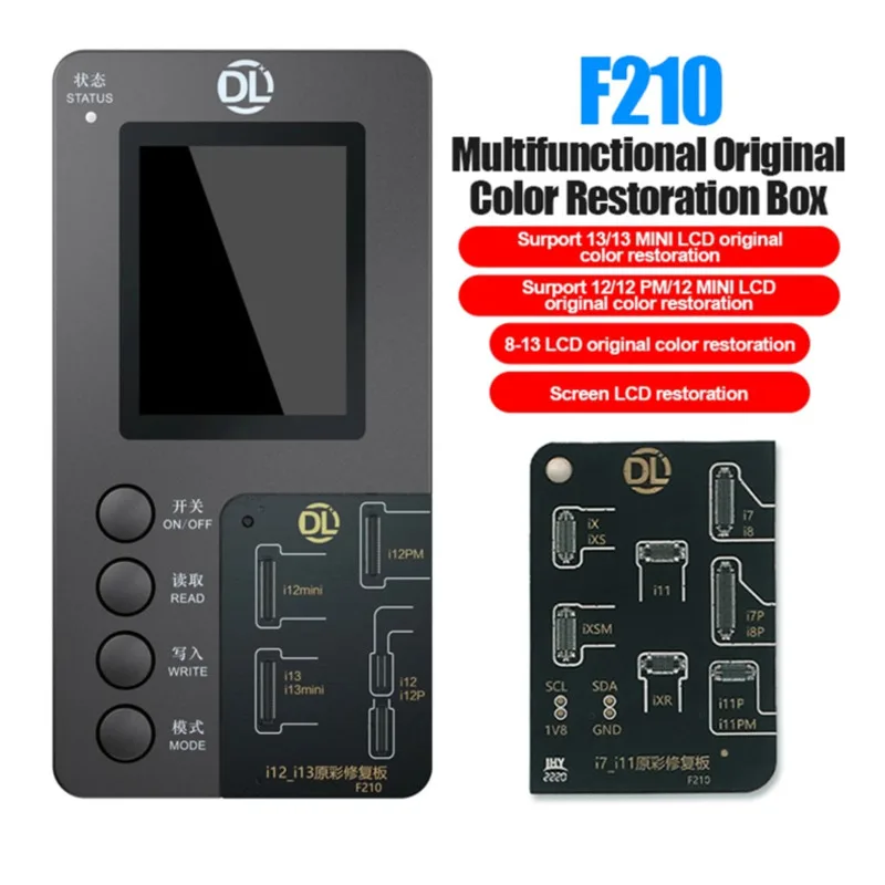 DL F210 Multifunction True Tone Recovery Programmer For iPhone 8 to 13 mini LCD Original Copy Display Original Color Recovery
DL F210 Multifunction True Tone Recovery Programmer For iPhone 8 to 13 mini LCD Original Copy Display Original Color Recovery