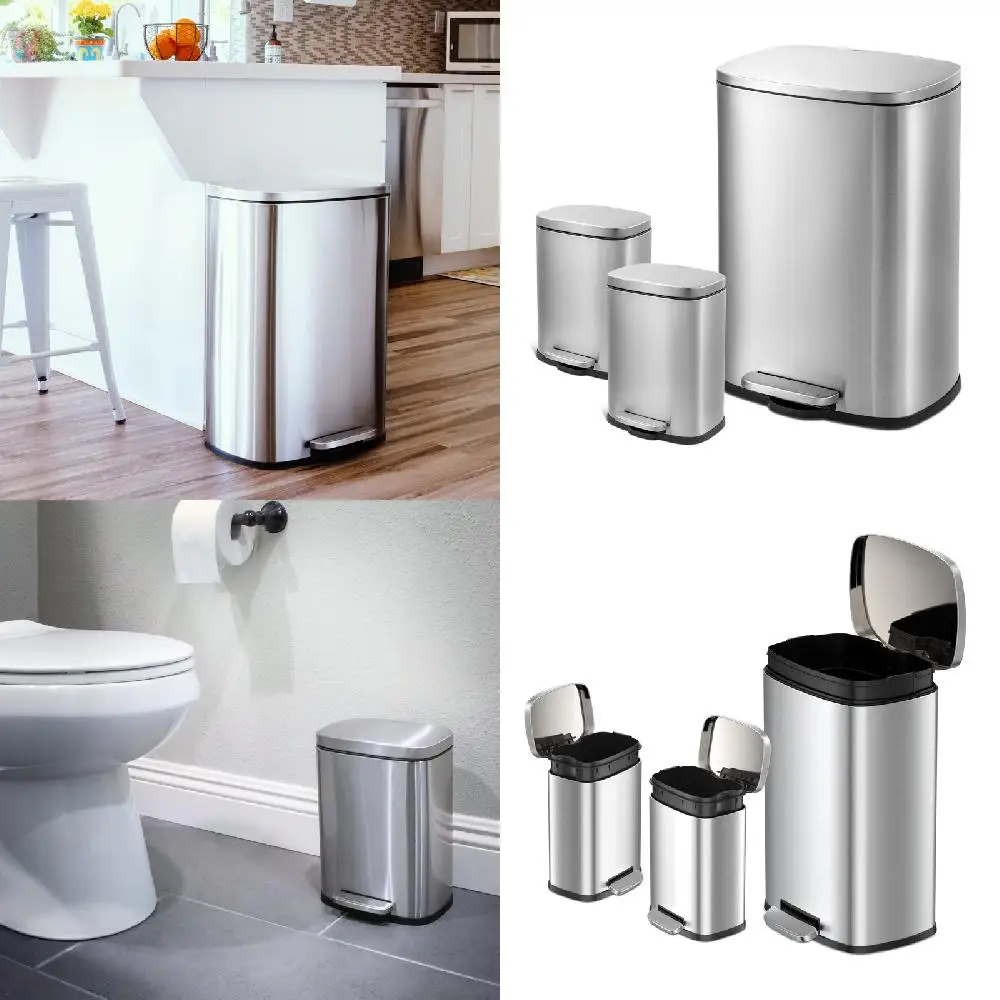Fantastic, Durable 3-Piece Combo Set: 13.2 Gallon and Two 1.3 Gallon Stainless Steel Step Garbage Cans
Fantastic, Durable 3-Piece Combo Set: 13.2 Gallon and Two 1.3 Gallon Stainless Steel Step Garbage Cans