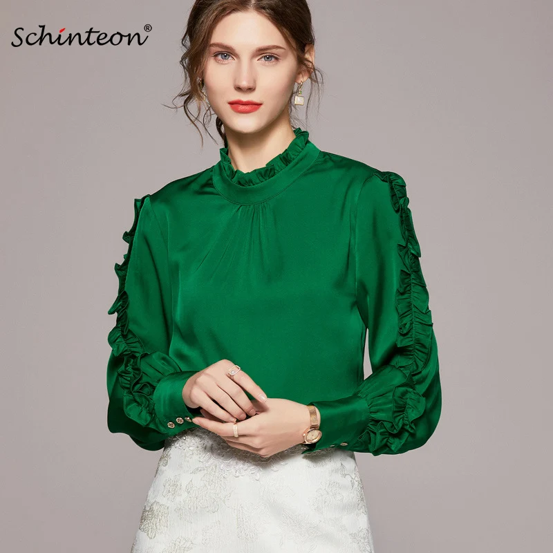Женская блузка из натурального шелка Schinteon, элегантная офисная блузка с длинными рукавами и воротником-стойкой, весна-лето 2022, Новинка
Женская блузка из натурального шелка Schinteon, элегантная офисная блузка с длинными рукавами и воротником-стойкой, весна-лето 2022, Новинка