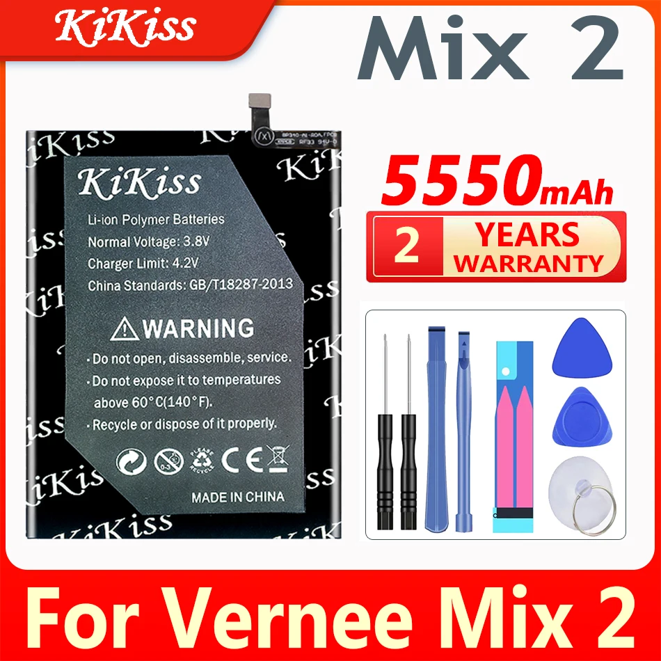 

KiKiss 5550mAh Battery for Vernee Mix2 Battery High Quality Li-ion Battery Replacement for Vernee Mix 2 Smartphone