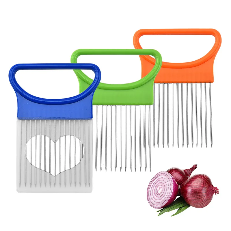 

Creative Onion Slicer Stainless Steel Loose Meat Needle Tomato Potato Vegetables Fruit Cutter Safe Aid Tool Kitchen Gadgets