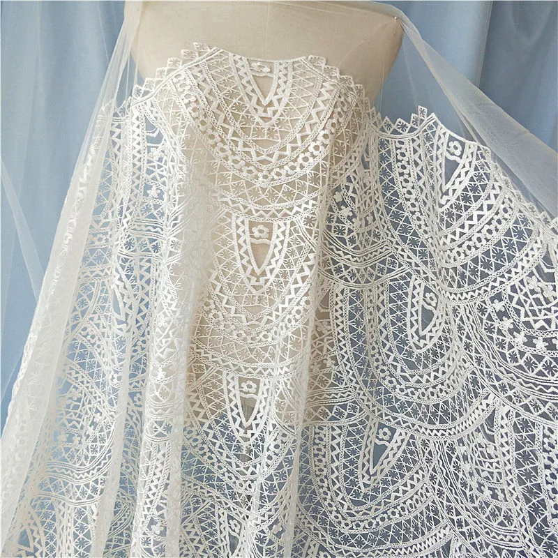 Vintage European Retro Style Geometric Bridal Lace Fabric In Off-white By Yard Wedding Dress Houte Couture Fabric
Vintage European Retro Style Geometric Bridal Lace Fabric In Off-white By Yard Wedding Dress Houte Couture Fabric