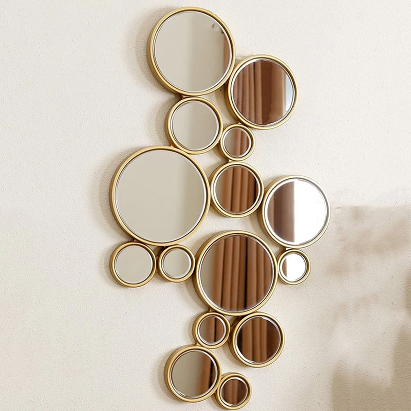 

Hanging Wall Mirrors Entrance House Hall Aesthetic Round Cosmetic Mirror Wooden Crafts Espejo Decorativo Room Decoration XY50dm