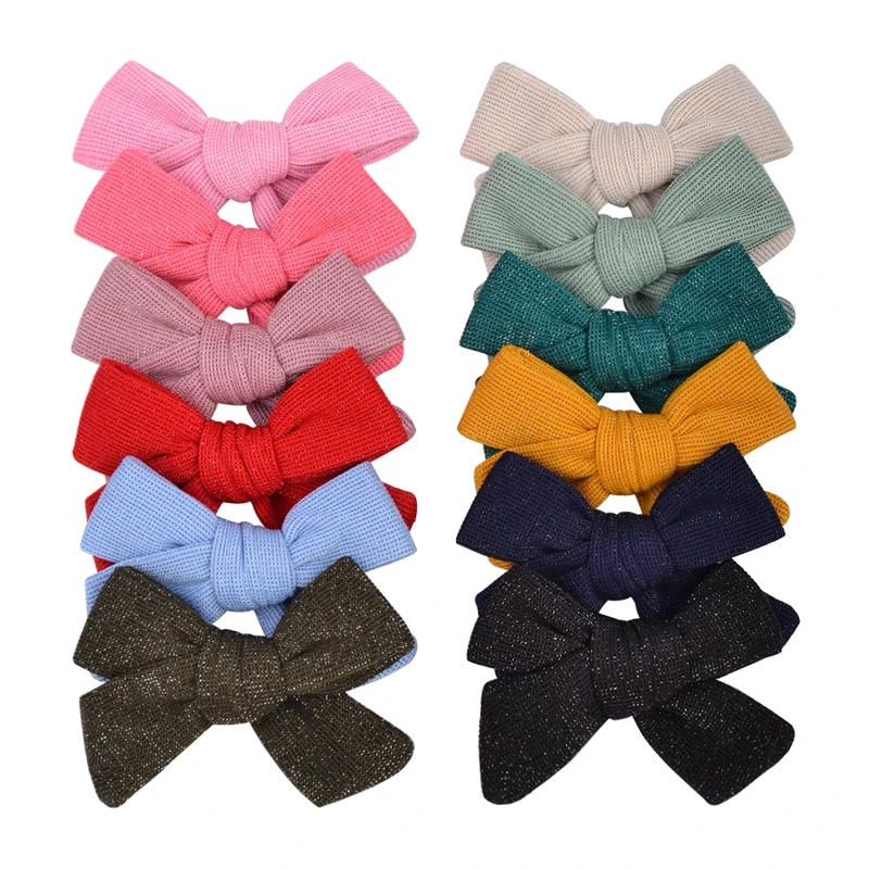 

Wholesale 3.4Inches Solid Color Bows Hair Clips For Kids Girls Cotton Bows Hairpins Barrettes Boutique Headwear Hair Accessories