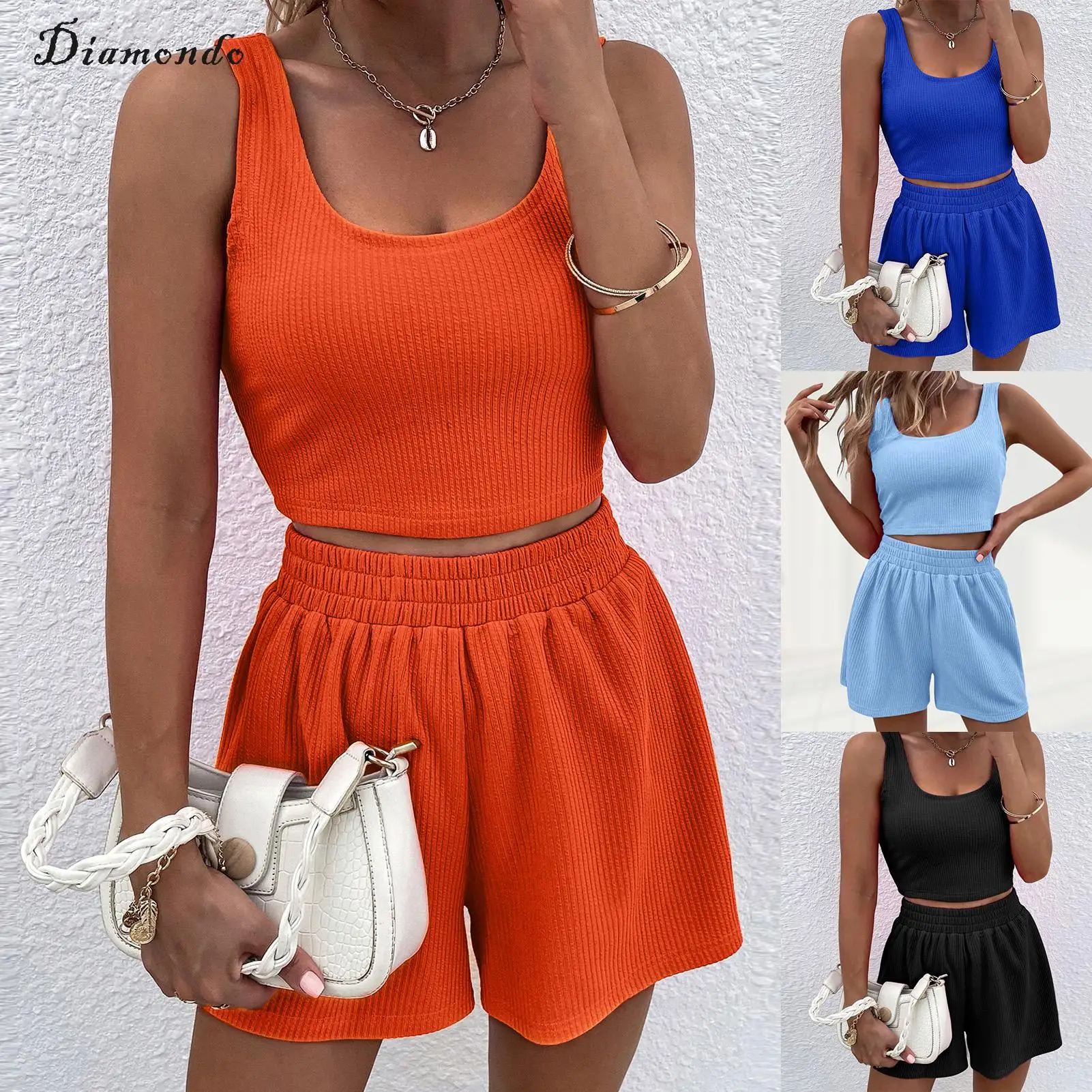 Women Tank Top+Shorts Knitted Cotton Casual Camisole+Sports Shorts Solid Color 2 Pieces Simple Fashion Track Shorts Set
Women Tank Top+Shorts Knitted Cotton Casual Camisole+Sports Shorts Solid Color 2 Pieces Simple Fashion Track Shorts Set