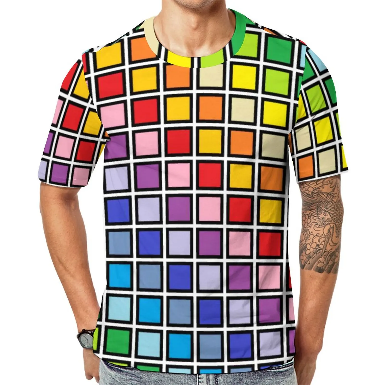 Rainbow Squares Print T Shirt Plaids Men Vintage T Shirts Summer Custom Tees Short Sleeves Streetwear Oversized Clothes Gift
Rainbow Squares Print T Shirt Plaids Men Vintage T Shirts Summer Custom Tees Short Sleeves Streetwear Oversized Clothes Gift