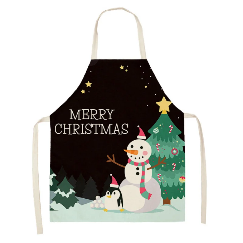 

Фартук для уборки дома и кухни с рождественским рисунком снеговика лося, Льняной Фартук без рукавов для мужчин и женщин