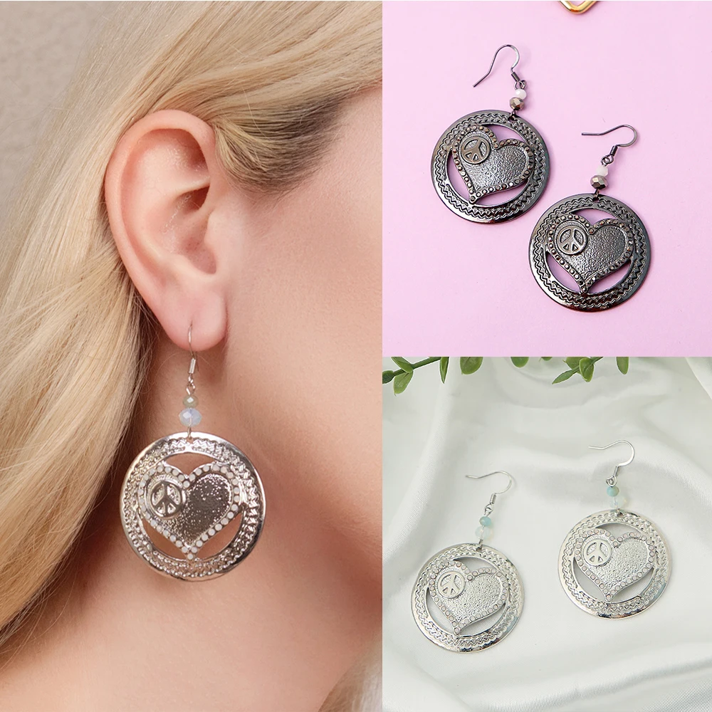 Korean Fashion Metal Peace Sign Heart Earrings For Women Round Alloy Vintage Wave Pattern Girls Jewelry Trending Products 2022
Korean Fashion Metal Peace Sign Heart Earrings For Women Round Alloy Vintage Wave Pattern Girls Jewelry Trending Products 2022