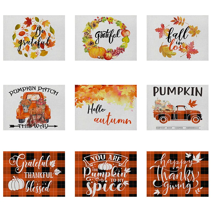 Letter Plaid Kitchen Placemat Fall Pumpkin Pattern Leaves Decoration Table Mat 42*32cm Linen waterproof Western Placemat Coaster
Letter Plaid Kitchen Placemat Fall Pumpkin Pattern Leaves Decoration Table Mat 42*32cm Linen waterproof Western Placemat Coaster