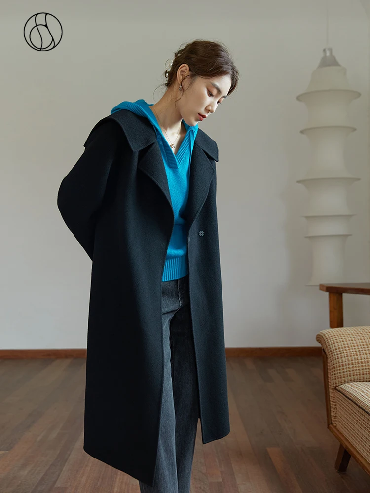 DUSHU Women's Winter Black 100% Wool Coat Navy Collar One Buckle Belt Design Straight Long Cashmere Coat Women Commuter Jackets
DUSHU Women's Winter Black 100% Wool Coat Navy Collar One Buckle Belt Design Straight Long Cashmere Coat Women Commuter Jackets