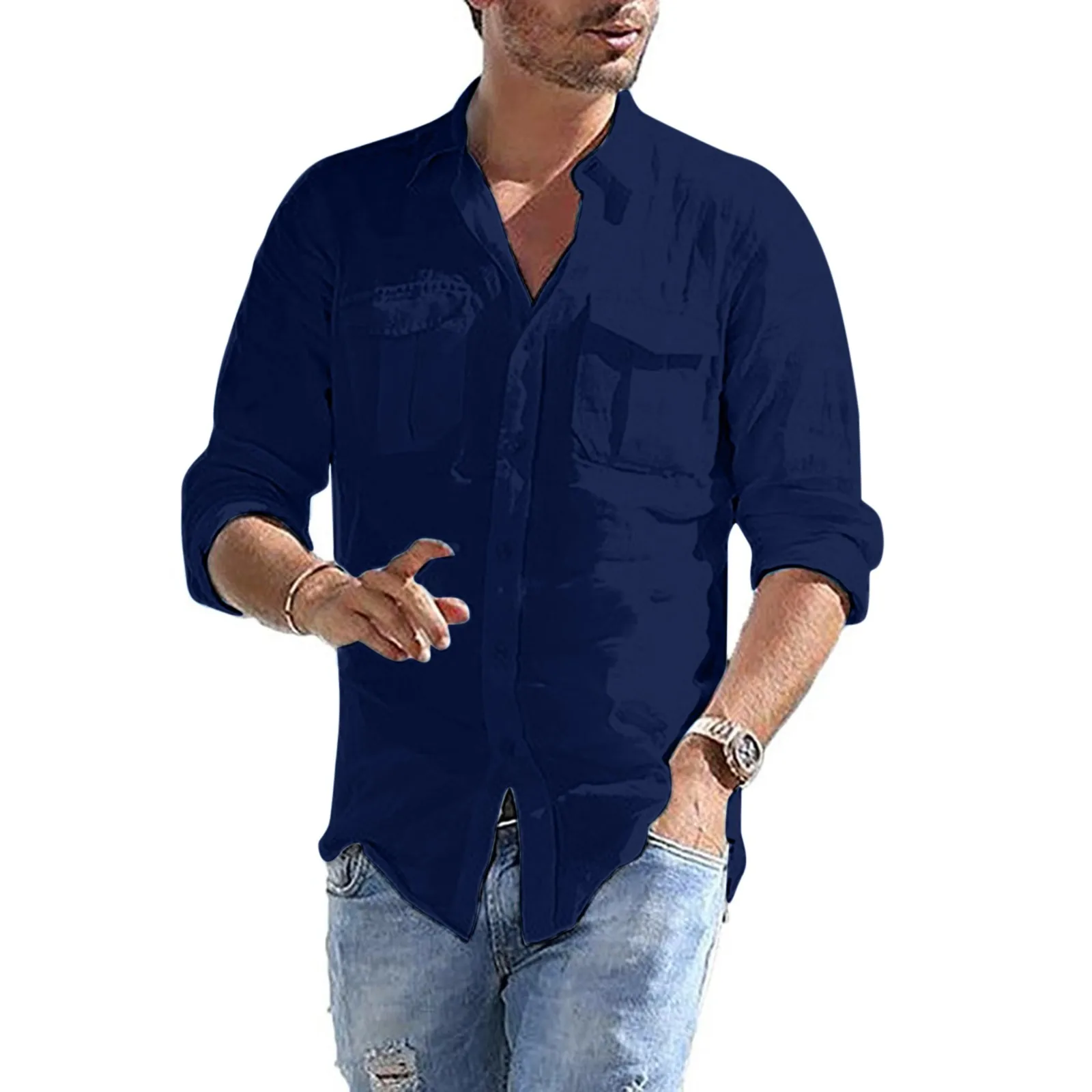 Shirt Button Men's Pocket Collar Casual Sleeve Turn-Down Long Tops Solid Men Shirts Solid Dress Shirt
Shirt Button Men's Pocket Collar Casual Sleeve Turn-Down Long Tops Solid Men Shirts Solid Dress Shirt