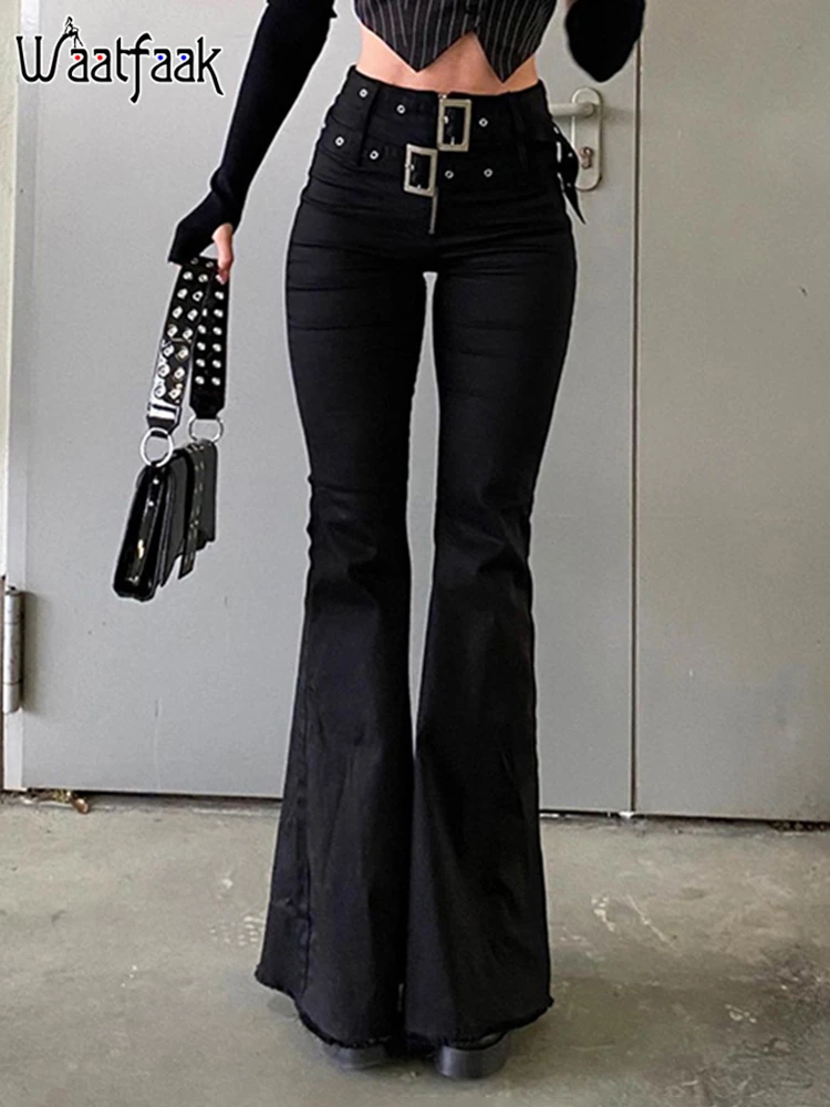 Waatfaak Elegant Black Flare Jeans Women High Waist Buckle Skinny Grunge Streetwear Vintage Jeans Mom Retro Goth Pants Ladies
Waatfaak Elegant Black Flare Jeans Women High Waist Buckle Skinny Grunge Streetwear Vintage Jeans Mom Retro Goth Pants Ladies
