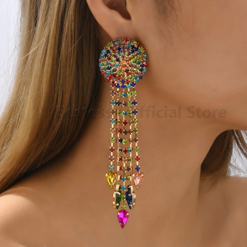 Shiny Rhinestone Tassel Earrings Women Fashion Boho Colorful Long Hanging Jewelry Luxury Evening Party Sexy Gifts Ohrringe Damen
Shiny Rhinestone Tassel Earrings Women Fashion Boho Colorful Long Hanging Jewelry Luxury Evening Party Sexy Gifts Ohrringe Damen