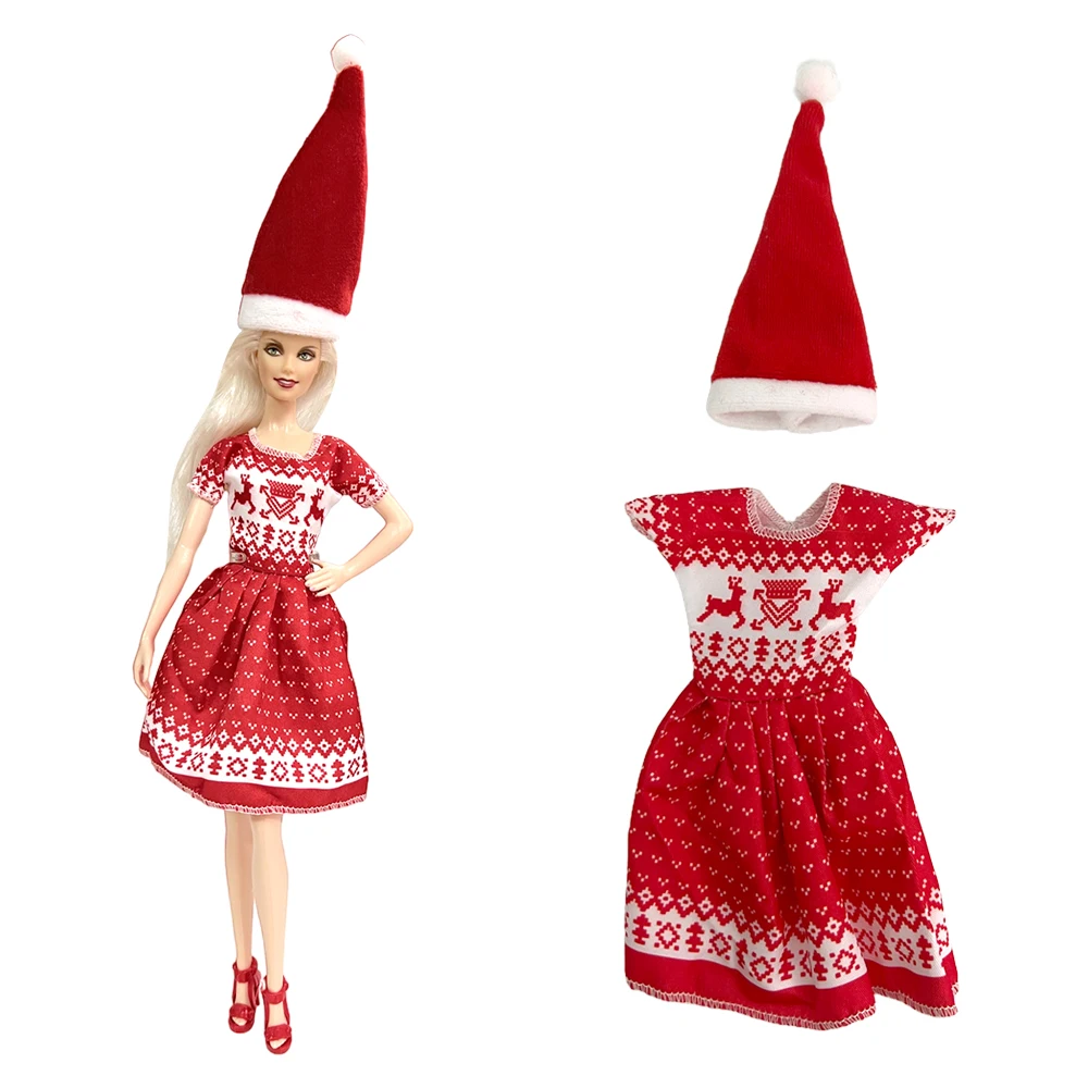 NK Official 2 Pcs Christmas dress for cute doll deer pattern dress red elf Christmas hat For Barbie Doll 1/6 Girl Toys Gift
NK Official 2 Pcs Christmas dress for cute doll deer pattern dress red elf Christmas hat For Barbie Doll 1/6 Girl Toys Gift
