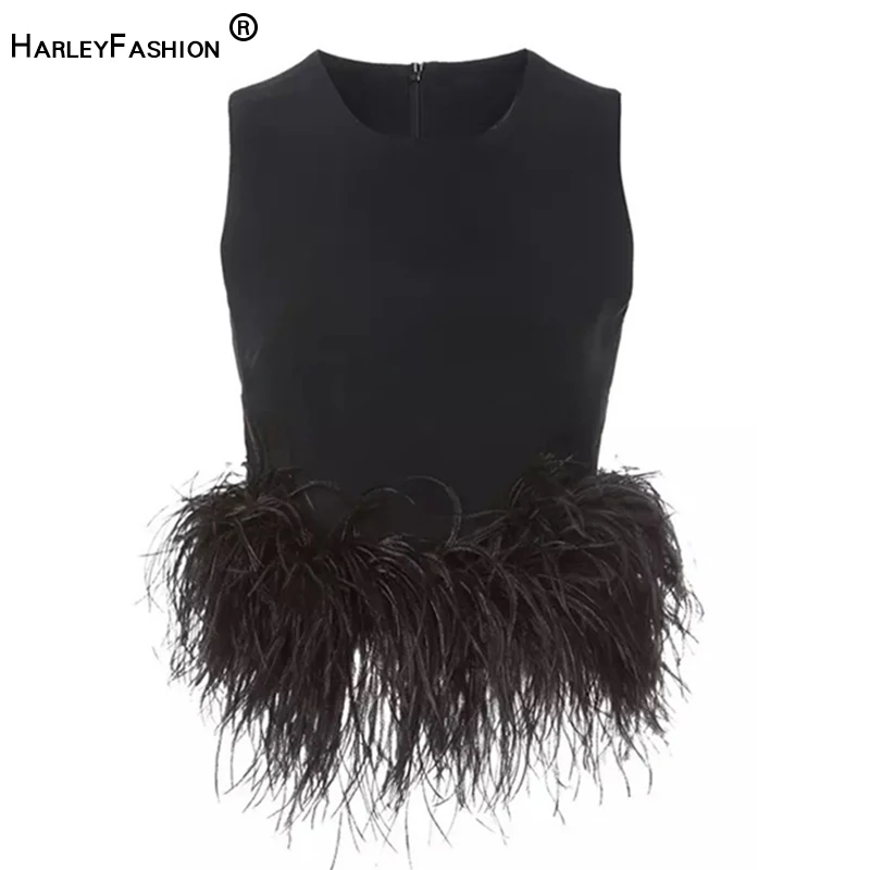 Black Patchwork Feathers Korean Fashion Shirt Tank Top Women Round Neck Sleeveless Slim Blouse Female
Black Patchwork Feathers Korean Fashion Shirt Tank Top Women Round Neck Sleeveless Slim Blouse Female