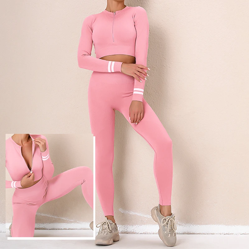 Long Sleeve Zip Yoga Suit for Women High Elastic Breathable Tight Sportswear Two Piece Tight Yoga Suit Sportswear ED889
Long Sleeve Zip Yoga Suit for Women High Elastic Breathable Tight Sportswear Two Piece Tight Yoga Suit Sportswear ED889