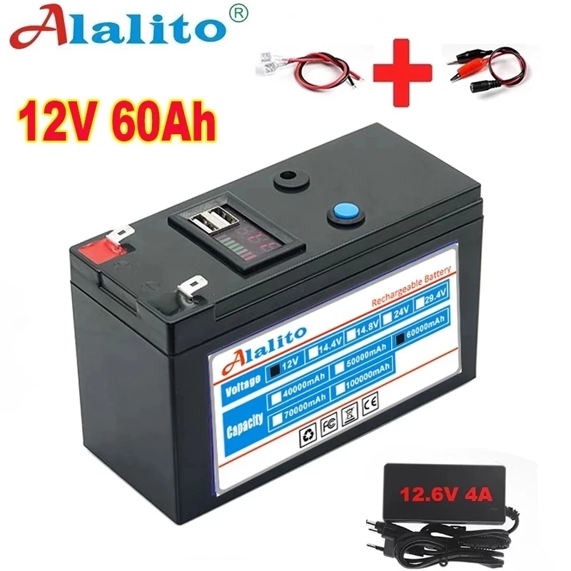 Новый USB-дисплей мощности 12 в 60 Ач 18650 литиевый аккумулятор подходит для солнечной энергии и аккумулятора электромобиля + 12,6 в зарядки
Новый USB-дисплей мощности 12 в 60 Ач 18650 литиевый аккумулятор подходит для солнечной энергии и аккумулятора электромобиля + 12,6 в зарядки