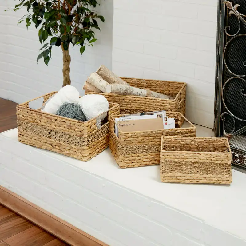 16", 14", 12", 10"W Light Brown Seagrass Handmade Storage Basket with Handles, 4-Pieces 
16", 14", 12", 10"W Light Brown Seagrass Handmade Storage Basket with Handles, 4-Pieces