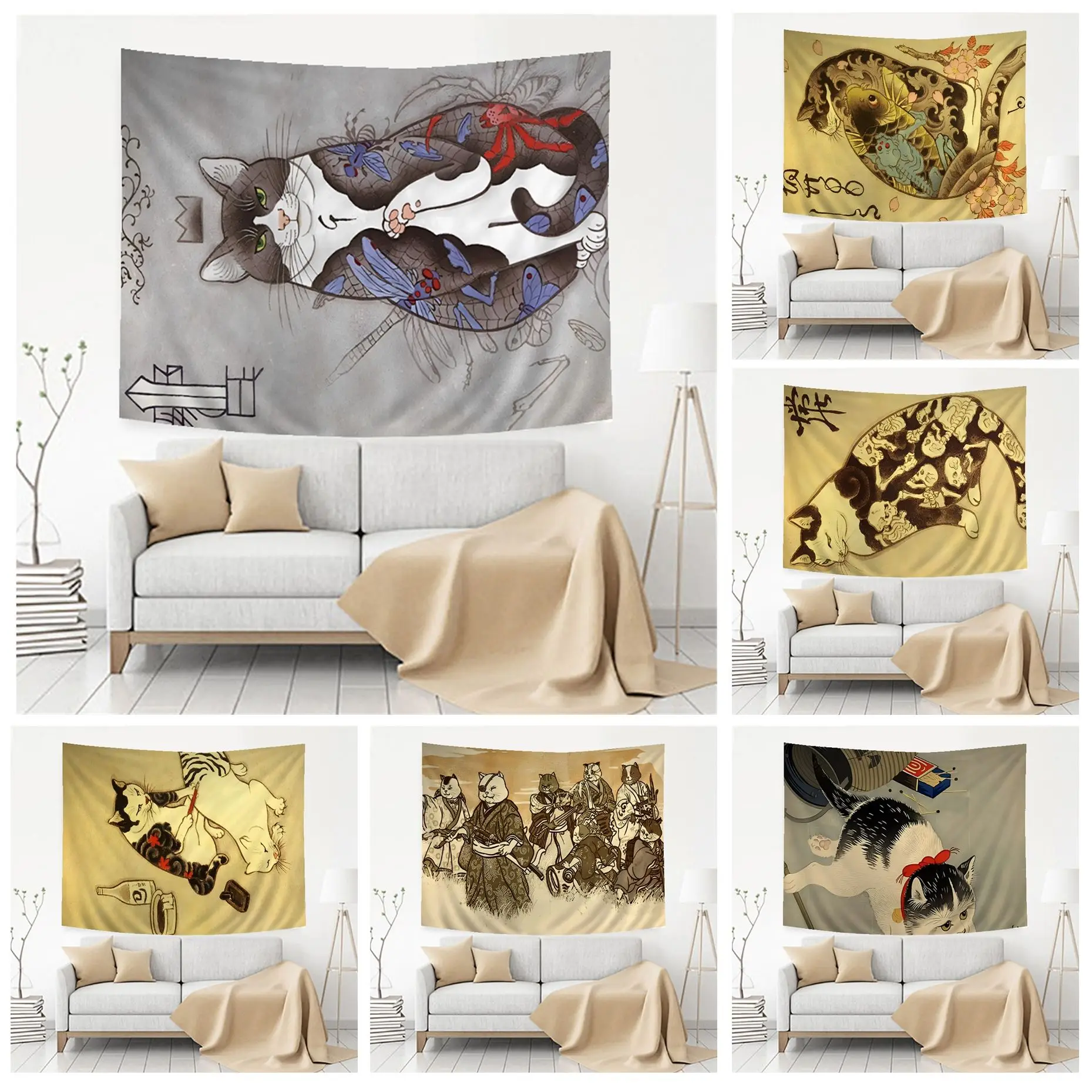 Vintage Japanese Samurai Cat Cartoon Tapestry Cheap Hippie Wall Hanging Bohemian Wall Tapestries Mandala Wall Hanging Sheets
Vintage Japanese Samurai Cat Cartoon Tapestry Cheap Hippie Wall Hanging Bohemian Wall Tapestries Mandala Wall Hanging Sheets