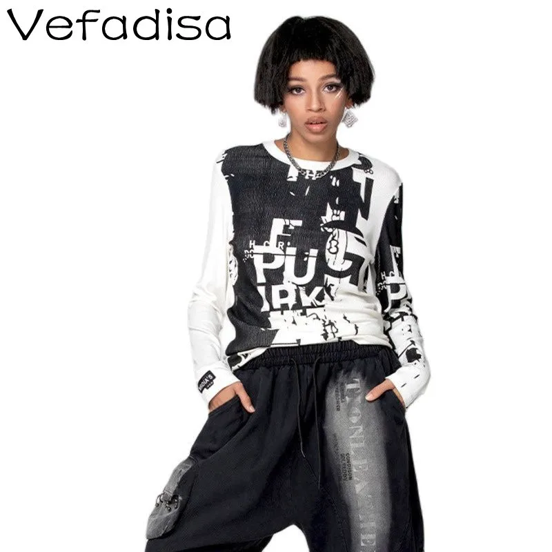 Vefadisa Fashion Letter Printing Slim Women Tops Black 2022 Spring New Round Neck Long-sleeved T-shirt Women TT1190
Vefadisa Fashion Letter Printing Slim Women Tops Black 2022 Spring New Round Neck Long-sleeved T-shirt Women TT1190