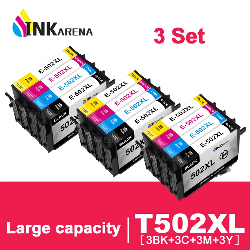 

INKARENA 3Set 502XL 502 струйные картриджи для Epson XP-5100 XP-5105 WF-2860 xp5100 WF-2865 5155 XP-5150 2885D принтеры