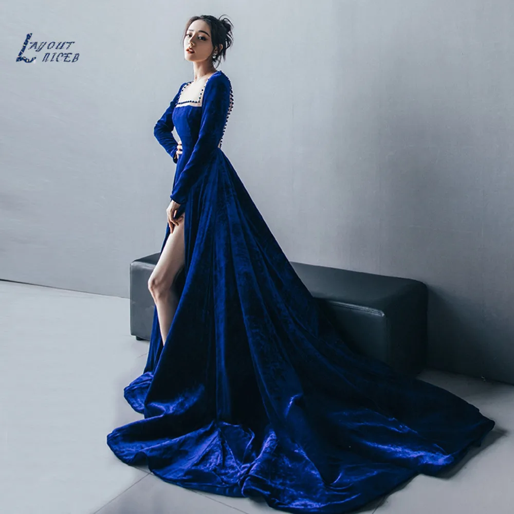 LAYOUT NICEB Velour Royal Blue Evening Dresses Square Collar Woman Party Night Gowns with Sweep Train for Women Long Sleeves
LAYOUT NICEB Velour Royal Blue Evening Dresses Square Collar Woman Party Night Gowns with Sweep Train for Women Long Sleeves