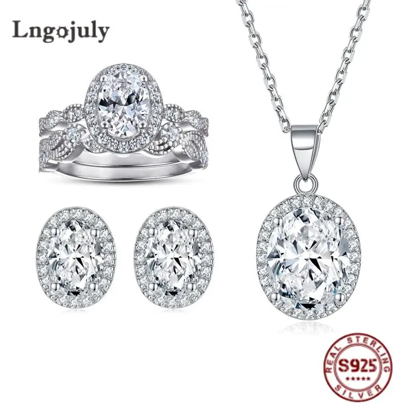 Luxury Women's Wedding Jewelry Sets 100% 925 Sterling Silver Jewelry Set For Women Bride Wedding Party Silver Accessories Gift
Luxury Women's Wedding Jewelry Sets 100% 925 Sterling Silver Jewelry Set For Women Bride Wedding Party Silver Accessories Gift